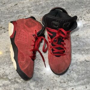Nike Air Jordan 6 Retro Ps Toro Brava Big Kids 2Y Red Suede Mid Shoes **READ